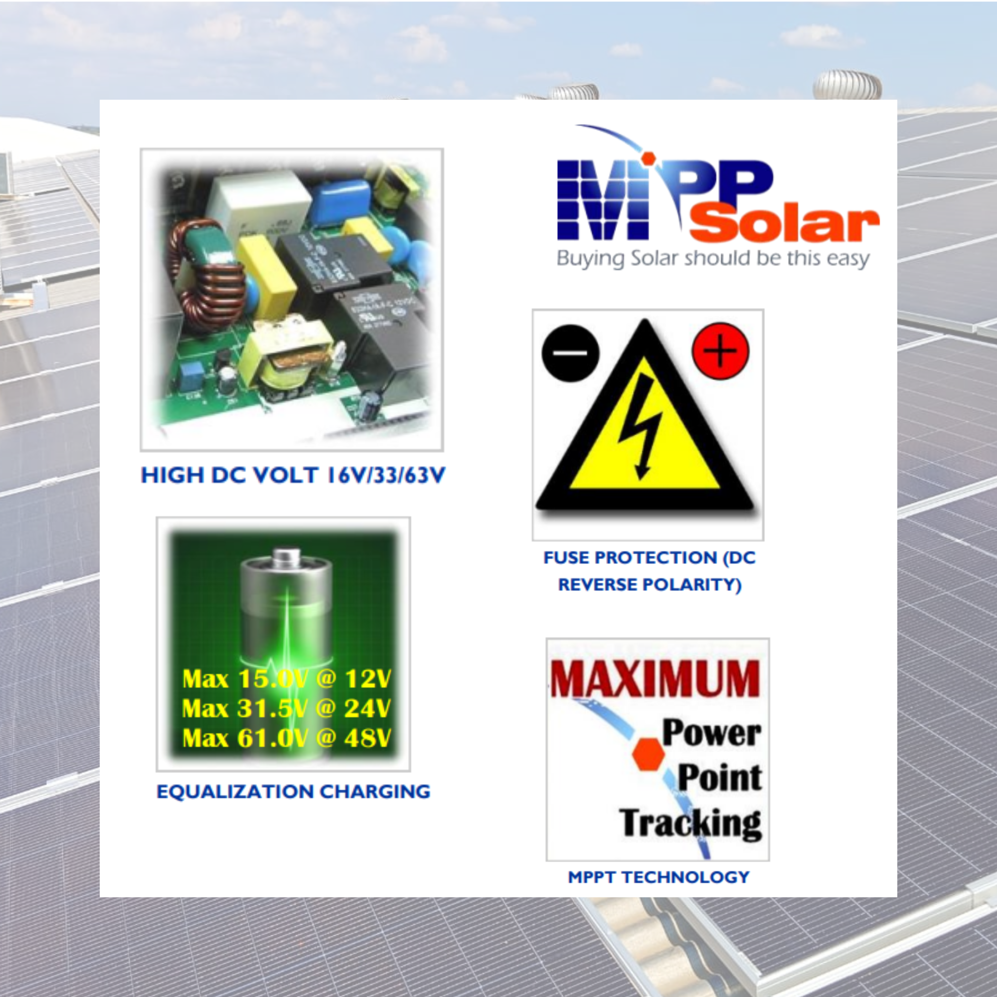 INVERSOR OFF-GRID MPPSOLAR PIP-1012MSE – 1000W – 12V – MPPT 40A – ONDA SENOIDAL PURA - Imagen 2